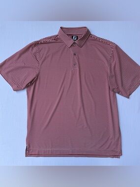 FootJoy Red & White Striped Golf Polo Shirt Men’s XL
